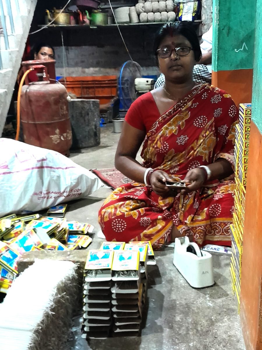 Padma Panrui with her candle-making materials